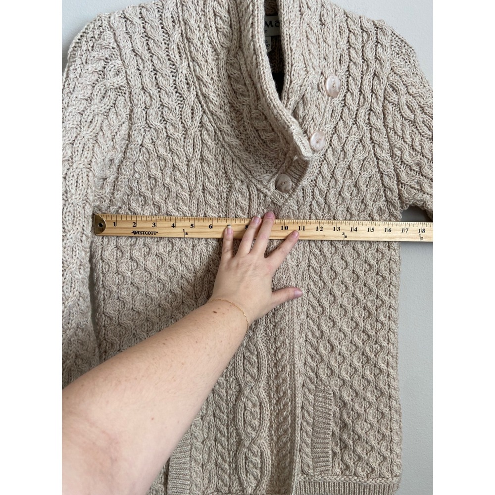 Aran Mór Ireland Cable Knit Merino Wool Chunky Cardigan Sweater Shawl Collar M‎ - Picture 5 of 7